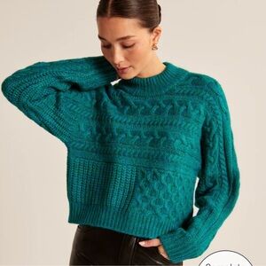 Abercrombie & Fitch Cable Knit Sweater Teal Turquoise Size XL
